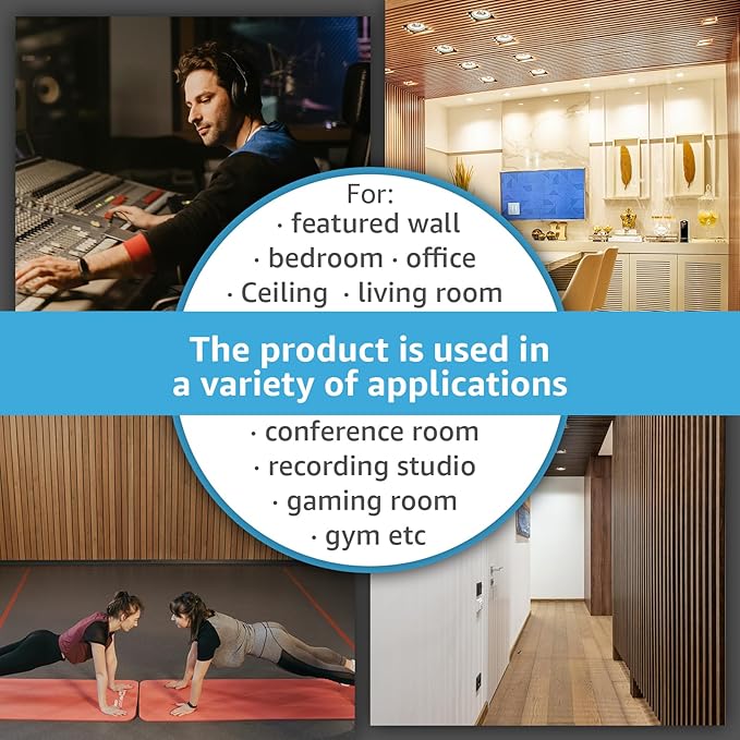 Art3d 2-Pack 48" x 24" Acoustic Wood Panels for Wall, Soundproof Wood Slat Panel for Wall and Ceiling, 3D Fluted Sound Absorbing Paneling for Interior Wall Decor, Living Room, Bedroom - Oak