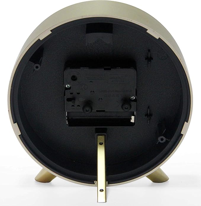 Infinity Instruments Tabletop Alarm Clock Decorative Cute 5.75 inch Face Modern Round Analog Easy-to-Read Matte Gold Small