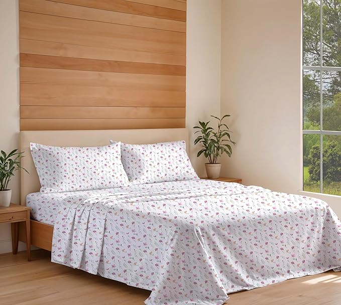 RUVANTI 100% Organic Cotton Sheets Full Size, Percale Weave, GOTS Certified, 4-Piece Set, Deep Pocket 15", Crisp & Breathable, Soft Durable Bedding, Sábanas Algodón Orgánico – Obsessed Stems