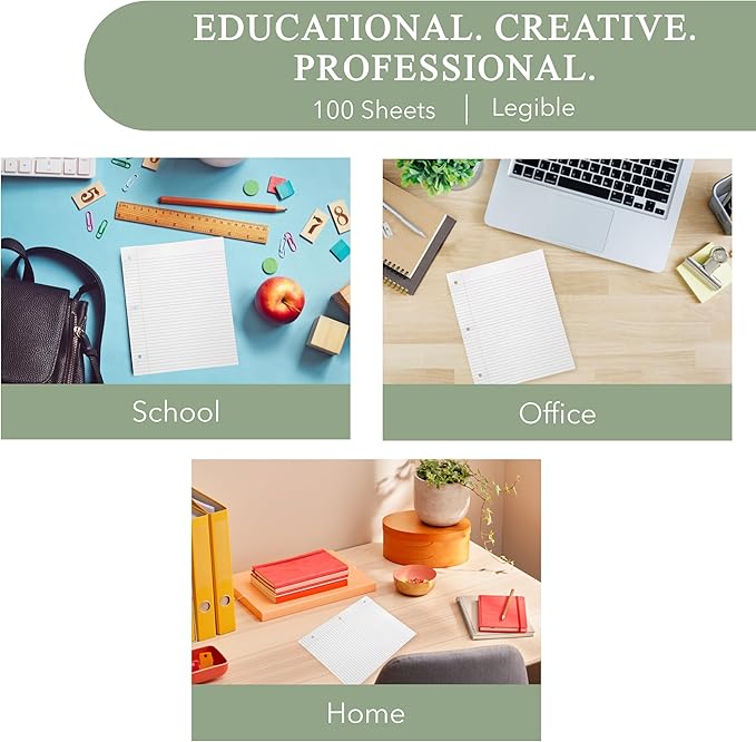 Three Leaf 100 Sheets College Ruled Filler Paper, 1728 Ct. (48 Cases X 36 Filler Paper), Loose-Leaf Sheets For School And Office