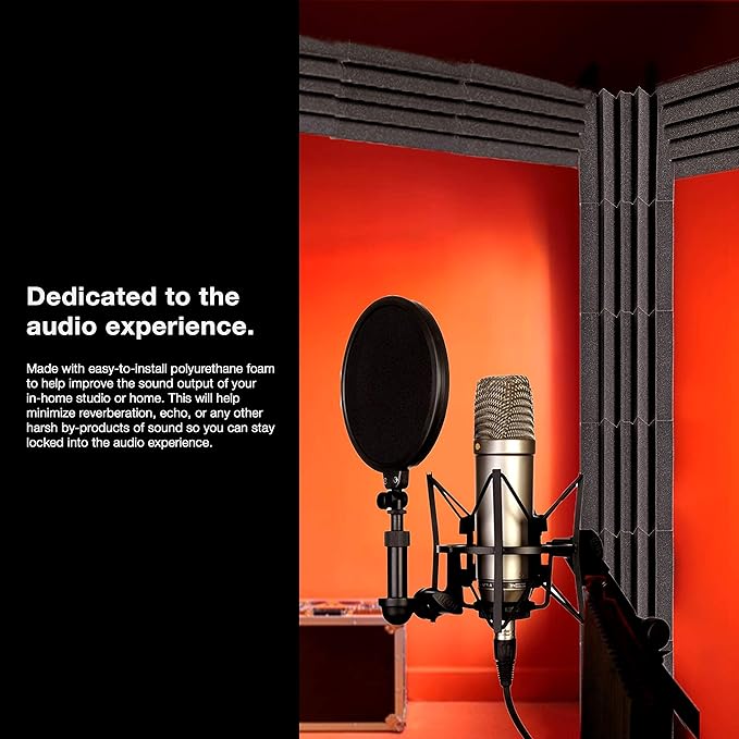 Sonic Acoustics 12 Pack Acoustic Foam Panels 7" X 7" X 12" Sound Absorbing Panel, Bass Trap Studio Foam, Corner Block Finish, Sound Panels Soundproof Sound Insulation Absorbing
