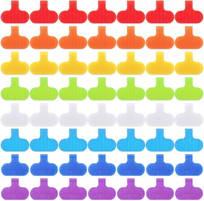 56 Pcs Cable Labels Self-Adhesive Cord Wire Labels 8 Colors Writable Cord Tags for Office Management and Classify