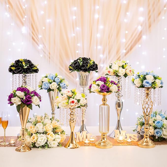 Flower Centerpieces for Wedding Tables: Halloween Table Decorations Black Flower Balls Centerpieces for ，Engagement Cerebration Party Gothic Center Pieces 2 Packs