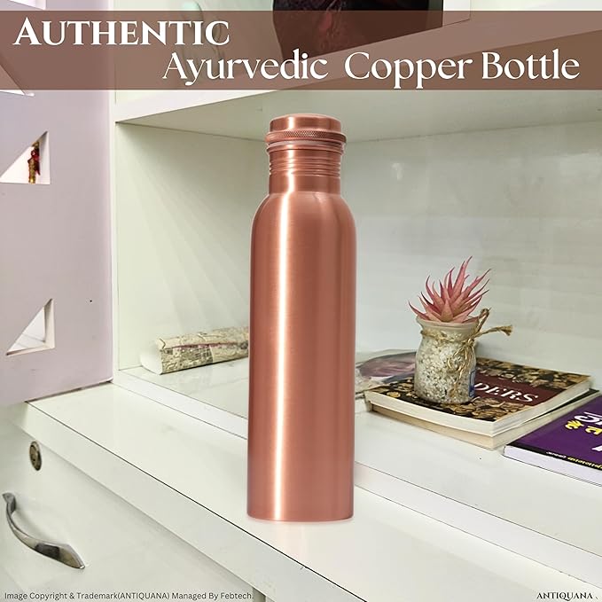 34 Oz Pure Copper Water Bottle – Leak-Proof Hammered Design with Tumbler, Carrying Bag & Smooth Finish Decorative – Copper Water Bottle