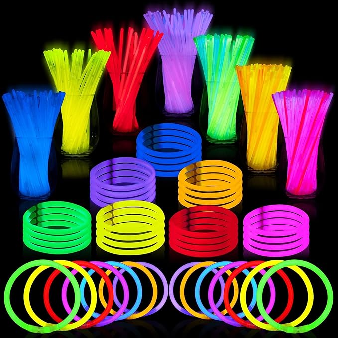 JOYIN 1000 Pcs 8" Glow sticks Bulk Party Favors Pack, Neon Glow in the Dark Party Supplies, Light Up Necklaces and Bracelets with Connectors, Christmas, Halloween, Football, Birthday Decorations