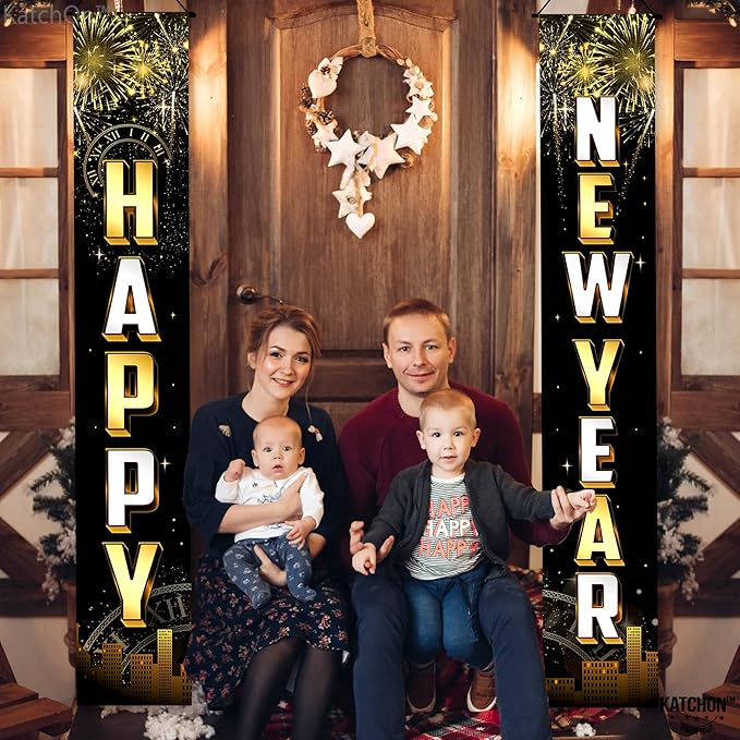 KatchOn, Happy New Year Door Banner - 72x12 Inch | Happy New Year Banner for 2026 New Years Decorations 2026 | NYE Decorations 2026 | New Years Eve Party Supplies 2026