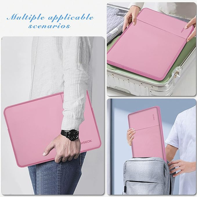 Hseok Laptop Case 15.6 Inch Sleeve, Shockproof Protective Water Repellent with Accessory Pocket,Compatible with Mac Pro 16 inch 2025-2019, Sleeve Bag for Most 15 15.6 16 Notebooks,Pink