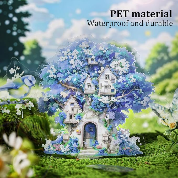 AuriicLeaf Green Garden PET Sticker Set, 100PCS Nature Aesthetic Stickers for Journaling, Scrapbooking, DIY Crafts and Art Supplies