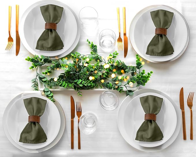 Zoyer Cloth Napkins Set of 12, 18x18 Inches Cotton Enrich Napkins Cloth ‎Washable, Soft & Durable Dinner Napkins for Parties, Wedding, Christmas, ‎Thanksgiving & Everyday Use - Martini Olive