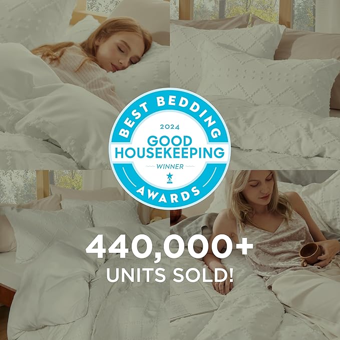Bedsure Boho Duvet Cover Full Size - Linen Breathable & Soft Boho Bedding, Machine Washable Comforter Cover for All Seasons, Includes 1 Duvet Cover 80"x90" with 2 Pillow Shams & Zipper Closure