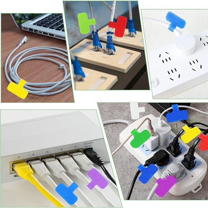 30 Pcs Cable Labels, Multi-Color Write On Cord Labels for Computers Cable Management, Electronic Cables Identification Tags, Self-Adhesive Nylon Wrap-It Cables Label, 1.50 × 0.63 inches