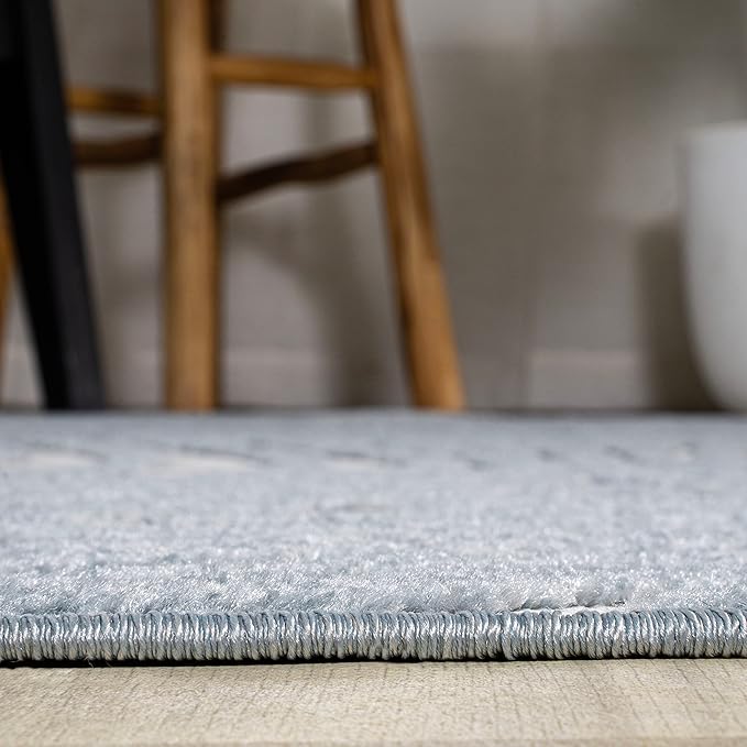 JONATHAN Y Maribo High-Low Abstract Striped Light Blue/Ivory 7x7 Square Indoor/Outdoor Area Rug, Pet Friendly, Non-Shedding, Stain Resistant, Easy-Cleaning for Backyard, Patio (SCN103C-7SQ)
