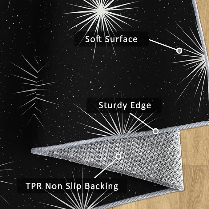 Starburst Rug 5x7 Mid Century Modern Retro Pattern Area Rugs for Living Room, Bedroom, Starburst Home Decor Accessories Indoor Carpet, Non Slip & Machine Washable