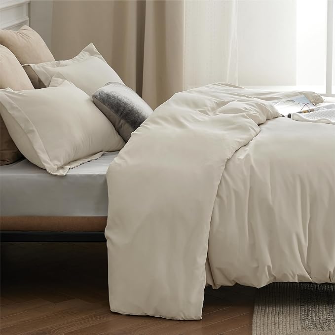 Bedsure Duvet Cover Full Size - Soft Double Brushed Bedding Set for Kids & Adults, Zipper Closure, 3 Pieces, Includes 1 Duvet Cover (80"x90") & 2 Pillow Shams, NO Comforter, Linen
