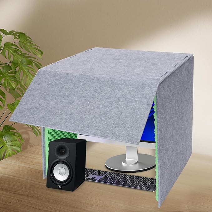 Desktop Soundproof Cover, Portable Vocal Recording Booth Isolation Booth Small Music Recording Studio Vocal Sound Absorbing Shield Sound Proof Foam Panels for Offices,Home,Recording Studios (Green)