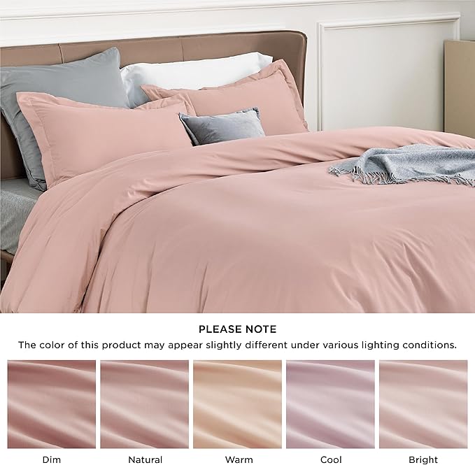 Bedsure Duvet Cover King Size - Soft Double Brushed Bedding Set for Kids & Adults, Zipper Closure, 3 Pieces, Includes 1 Duvet Cover (104"x90") & 2 Pillow Shams, NO Comforter, Pale Blush