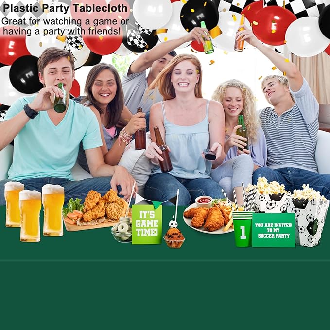 WNINK 4 Pack Dark Green Plastic Tablecloth Disposable Table Covers 54" x 108" Table Cloths for Bridal Shower Engagement Wedding Birthday Picnic Plastic Table Cloths for Parties