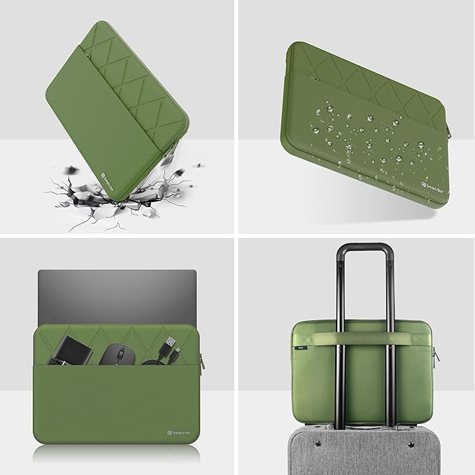 Smatree Laptop Sleeve for 13.4 inch MSI Summit E13 Flip Evo A11MT/A12MT/A13MT, for 13.3 inch MSI Summit E13 AI Evo A1M, Protective Slim Laptop Case with Accessory Pocket, YKK Zipper, Green (E437G)