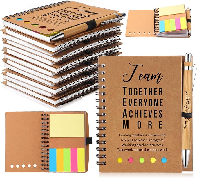 Jetec Inspirational Notebooks Bulk Spiral Notebook with Sticky Notepad Motivational Pens Valentines Day Gifts for for Employee Coworker Nurse Staff Teacher Nurse Volunteer(50 Sets,Team)