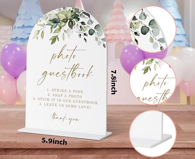 Photo Guestbook Sign, Greenery Gold Bridal Shower Decorations, Wedding Guestbook Sign, Marriage Signs for Ceremony and Reception, Engagement Party Decorations, Wedding Table Acrylic Decor - 27