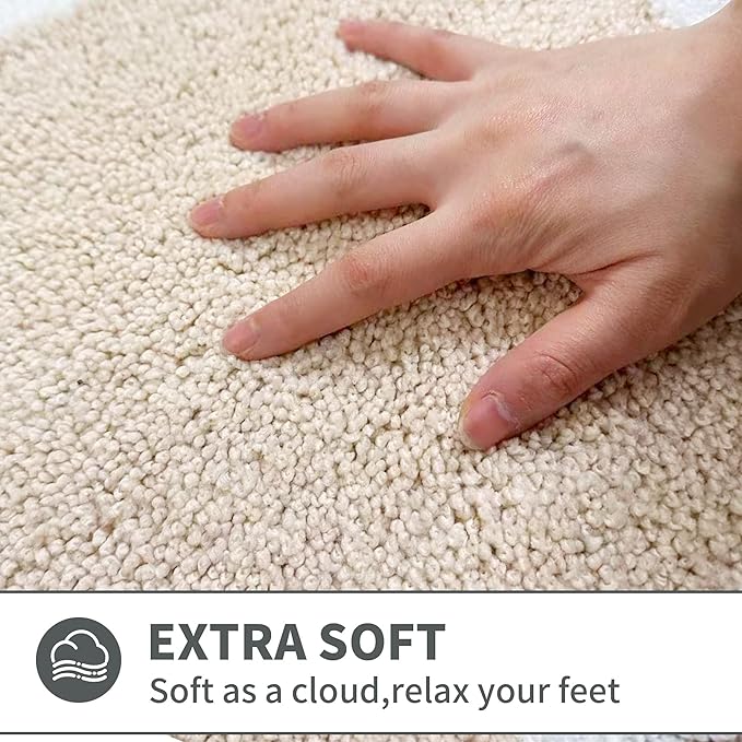 Cute Scalloped Beige Bathroom Rugs Mat,Non Slip Absorbent Quick Dry Bath Mats for Shower Room,Microfiber Bath Mats for Bathroom Floor Washable Carpet for Shower Tub Sink Bedroom,17"x47"