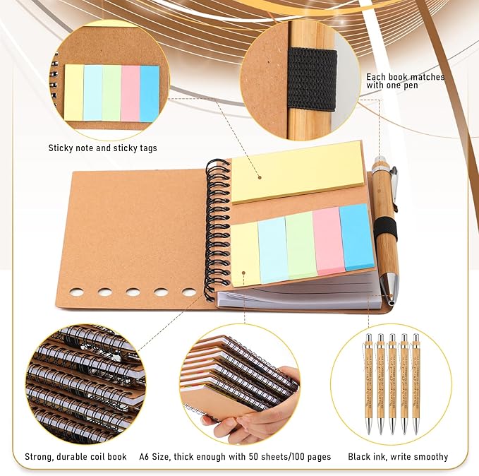 Jetec Inspirational Notebooks Bulk Spiral Notebook with Sticky Notepad Motivational Pens Valentines Day Gifts for for Employee Coworker Nurse Staff Teacher Nurse Volunteer(100 Sets,Amazing)