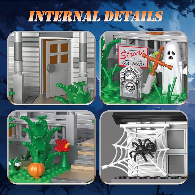 Halloween Movie Building Set – Horror House & Figure, Toy Building Blocks Compatible with Lego, Collectible Gift for Horror Fans & Adults, Creative DIY Display Toy