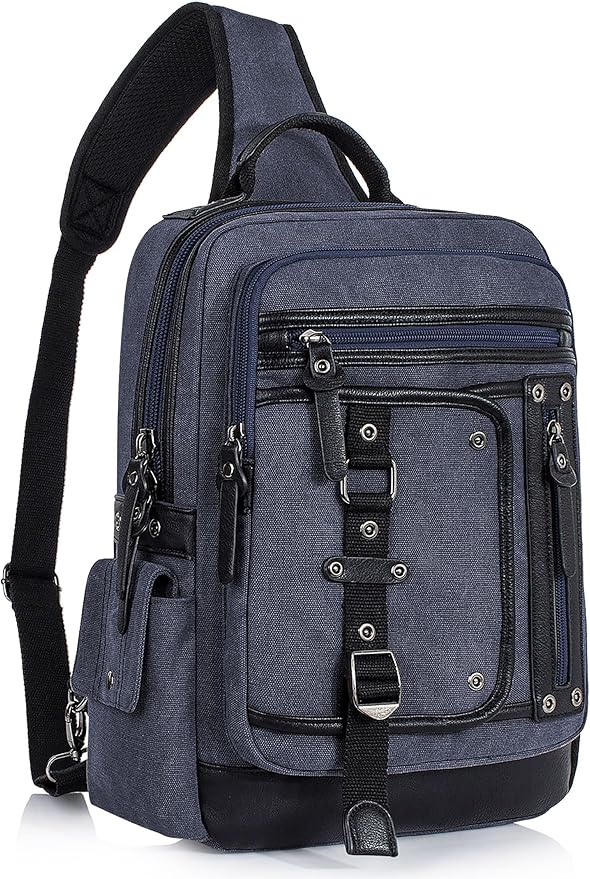 Schkleier Messenger Bag for Men Canvas Sling Bag Crossbody Backpack Laptop Shoulder Bag Hiking Daypacks Casual Tactical