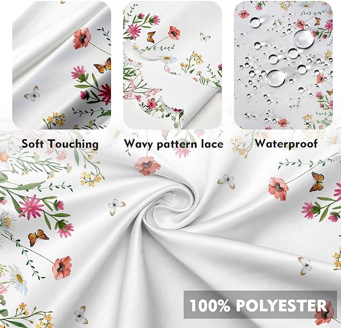 Eikione Round Tablecloth Floral Table Cloth, Colorful Tablecloths Polyester Waterproof Stain Wrinkle Free, Circle Tablecloth Indoor and Outdoor Table Cover for Home