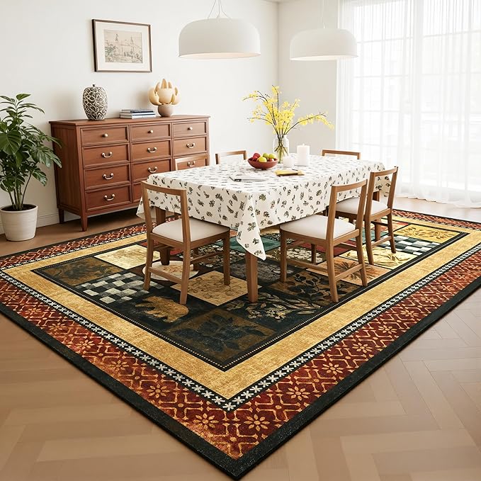 Tepook 6x9 Area Rugs for Living Room, Modern Large Geometric Rug for Bedroom, Washable Patchwork Rug Indoor Non Slip Throw Carpets for Dining Room Office Farmhouse Home Decor, Colorful