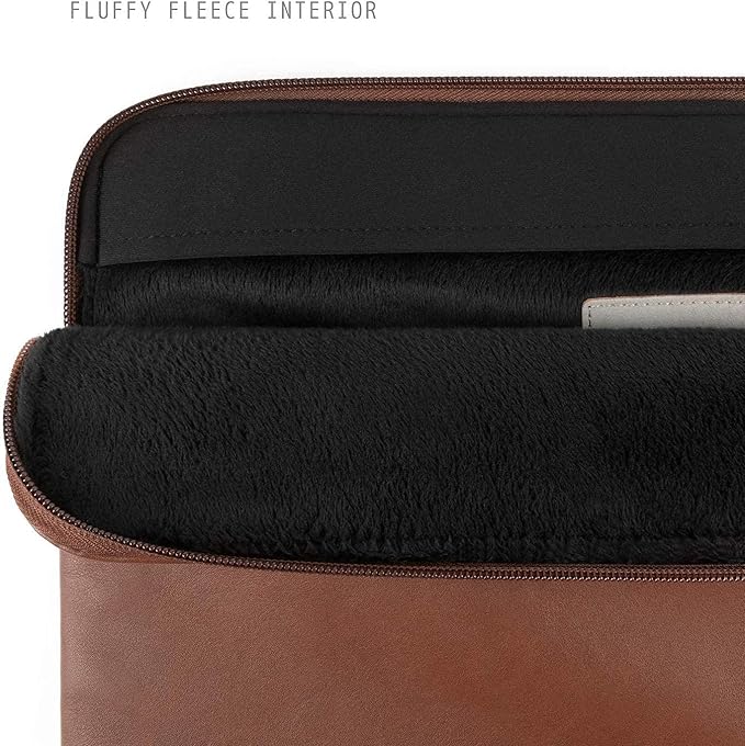 Comfyable Slim Laptop Sleeve Compatible with 13 Inch MacBook Air 13 in M4 M3 M2 M1, 13" MacBook Pro, PU Leather Bag Water-Resistant Cover Case, Brown