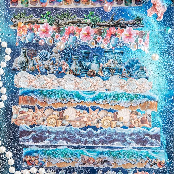 Dwpetzo Large Seasonal Nature Landscape Stickers for Journaling, 60 Sheets Dual Materials Transparent PET and Craft Paper Stickers for Junk Journal, Collage, Aesthetic Crafts Arts
