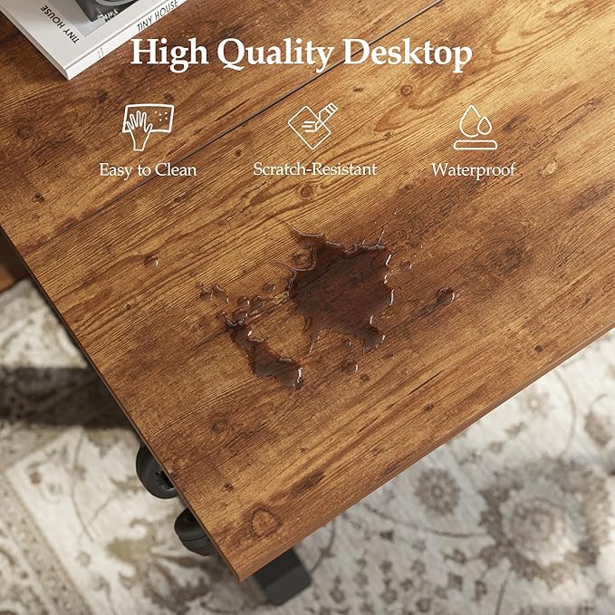 Klicelor 71 Inch Large Electric Standing Desk, Height Adjustable Office Desk, Sit Stand Up Computer Gaming Desk with Memory Preset, Three-Piece Desktop, Rustic Brown