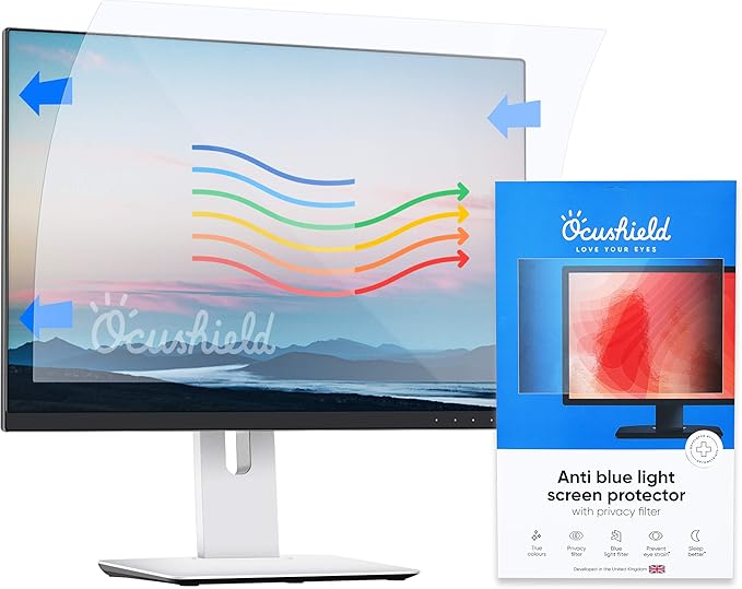 Ocushield 23” (16:10) Premium Anti Blue Light Screen Protector with Privacy Filter for Laptops and Computer Monitors - Anti-Glare - Easy Install - Anti-Fatigue (496 x 310 mm)