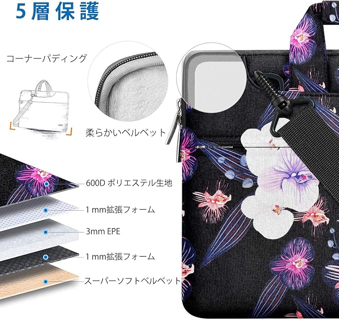 Laptop Shoulder Bag 13 13.3 14 Inch Case Compatible with MacBook Pro 14 2025-2021 M4/M3/M2/M1, Mac Air/pro 13-13.3 Inch and Most Popular 13-14 Notebooks,Spill-Resistant Briefcase, Jellyfish Flower