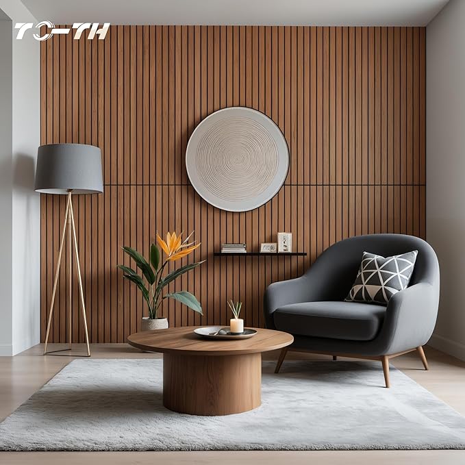 TO-TH Wood-Look Acoustic Panel, 4 Pack 47.2” x 23.6” Soundproof Wall Panels, Decorative Sound Absorbers Large Acoustic Panels for Home, Office, Basement, Cherry