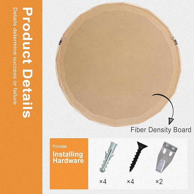 MAGFLERUM Round Wood Mirror 30 Inch, Wall-Mounted Circle Mirrors, Suitable for Entrance, Bedroom, Living Room, Hallway, Bathroom, Vanity (Brown)