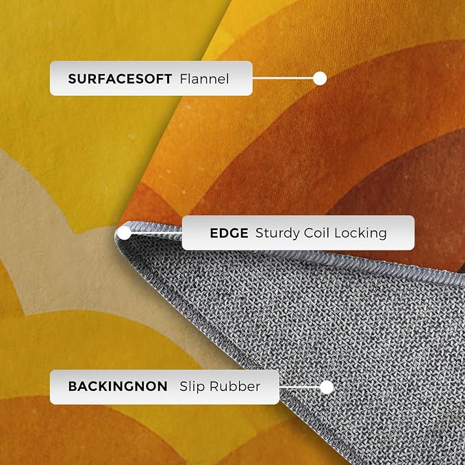 Boho Sun Rugs for Home Decor, 4x5 ft, Abstract Sunburst Retro Area Rugs for Living Room, Soft Non Slip Washable Mid Century Modern Carpet Bedroom Decorations Dt-Ghf-69