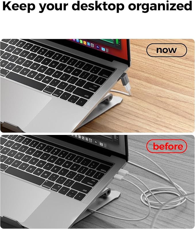 Silkland USB C 90 Degree Right Angle Adapter 2 Pack, [8K 60Hz, 240W 40Gbps] Male to Female Adapter Extender Compatible Thunderbolt 4 for Steam Deck, ROG Ally, MacBook, Switch 2, iPhone 17/16, Quest 3