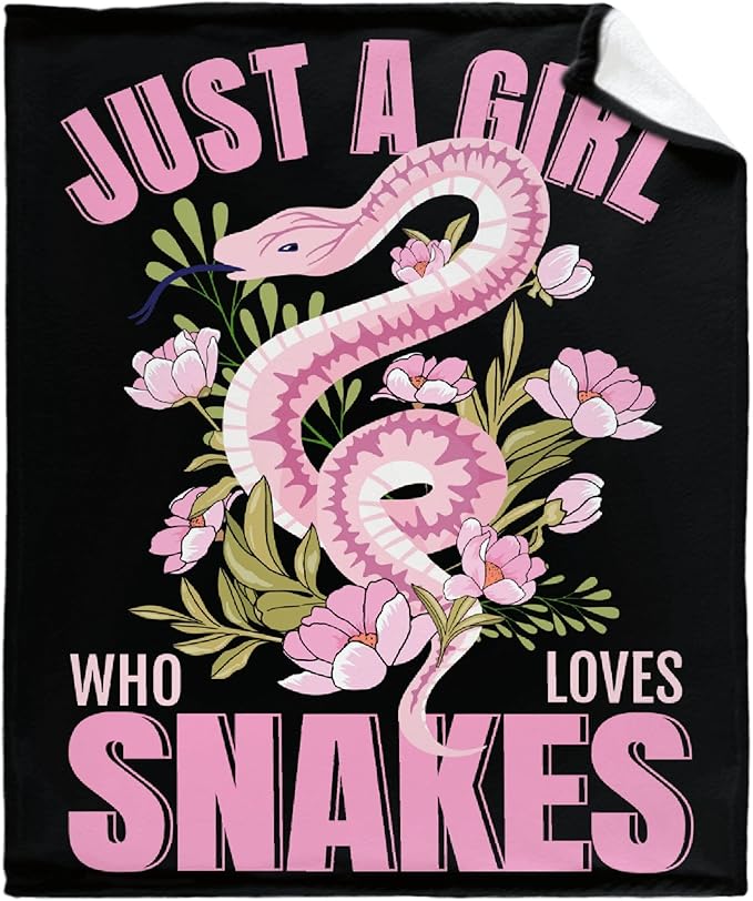 Just A Girl Loves Snakes Blanket Lightweight Cozy Flannel Fleece Throw Blanket Best Gift Home Decor for Bed Couch Outdoor Camping 80"x60" Queen for Adults