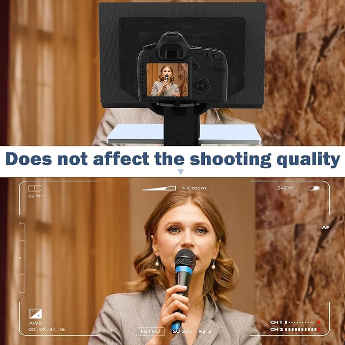 i2/12-inch All-Metal teleprompter, Lift The teleprompter and Remote Control, Using Tempered Optical Glass, Compatible with a Variety of Devices for a Variety of scenarios.