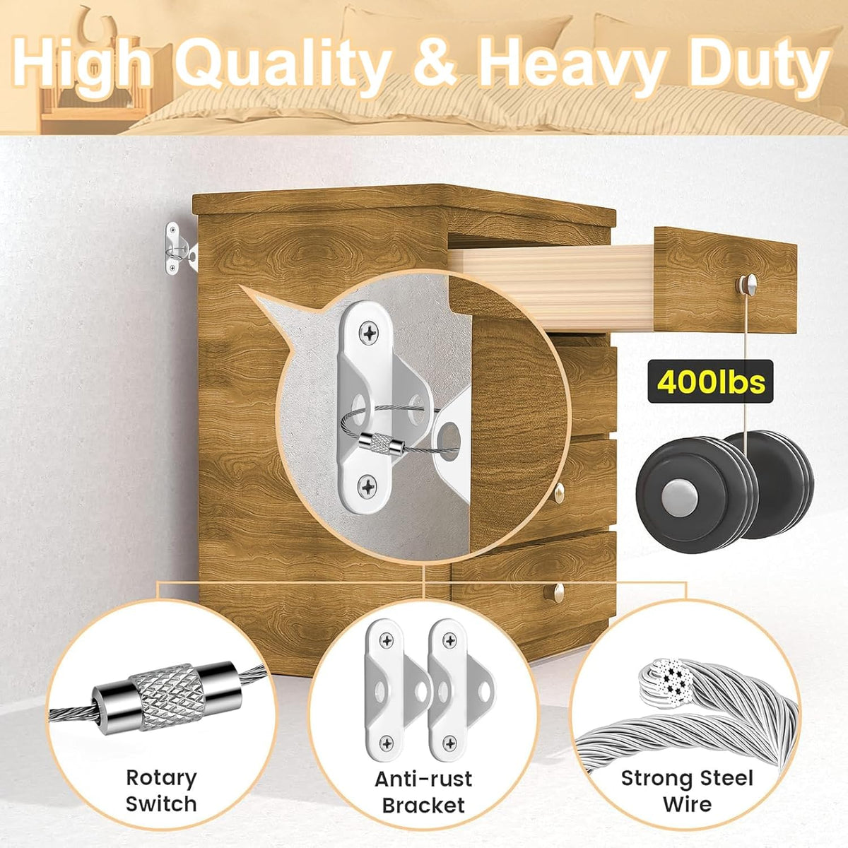 Furniture Anchors (12 Pack) for Baby Proofing & Pet Protecting, Furniture Straps Anti Tip Furniture Wall Anchor Securing 400 lbs/Keep Baby Pet Safety from Falling Furniture, Earthquake Straps