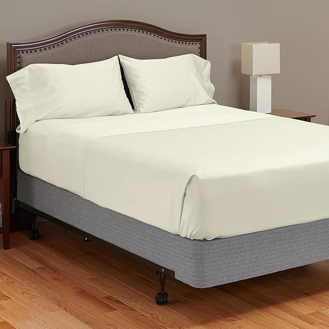 MyPillow Giza Dreams Bed Sheets, 100% Certified Giza Egyptian Cotton, Deep Pocket, Sateen Weave [RV Queen, Ivory]