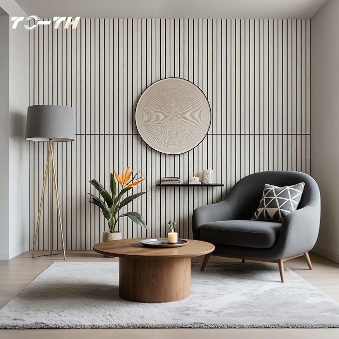 TO-TH Wood-Look Acoustic Wall Panels, 10 Pack 47.2” x 23.6” Acoustic Panels, Decorative Sound Absorbers Sound Dampening Panels for Home, Office, Basement, Natural Oak