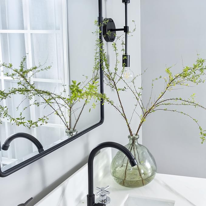 TEHOME Pivot Mirror for Bathroom Matt Black Tilt Beveled Mirror Rectangle Bathroom Mirror Pivoting Metal Framed Vanity Mirrors for Wall, Vertical, Overall 22.91 x 24 inches (Mirrror 19 x 24 inches)