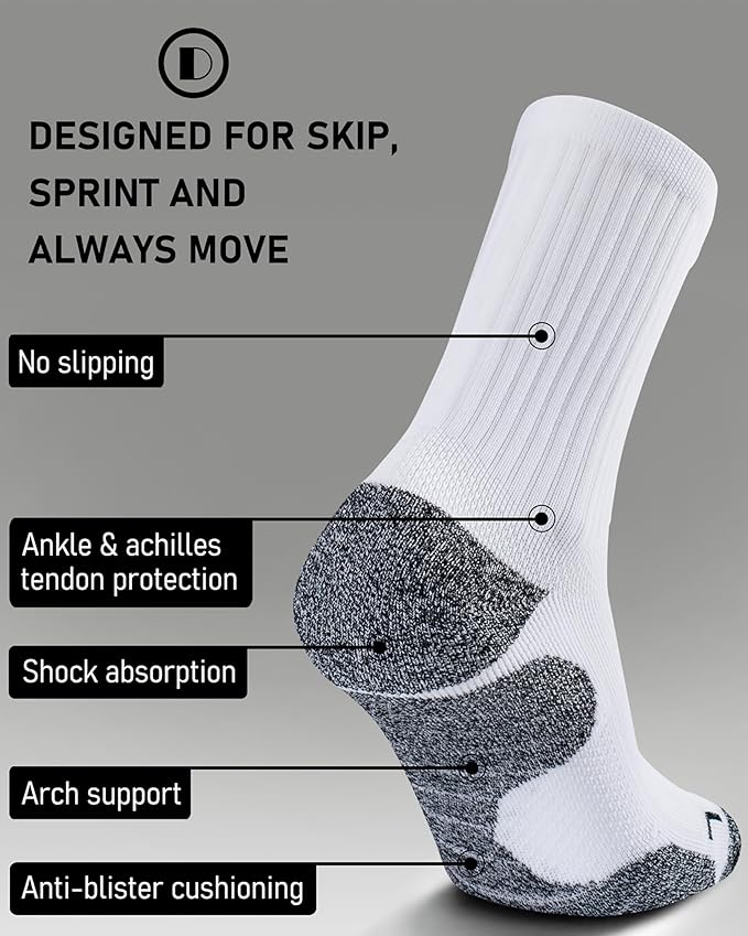 Elite Cushioned Compression Mid-crew Socks 4-Pack for Youth Women Men