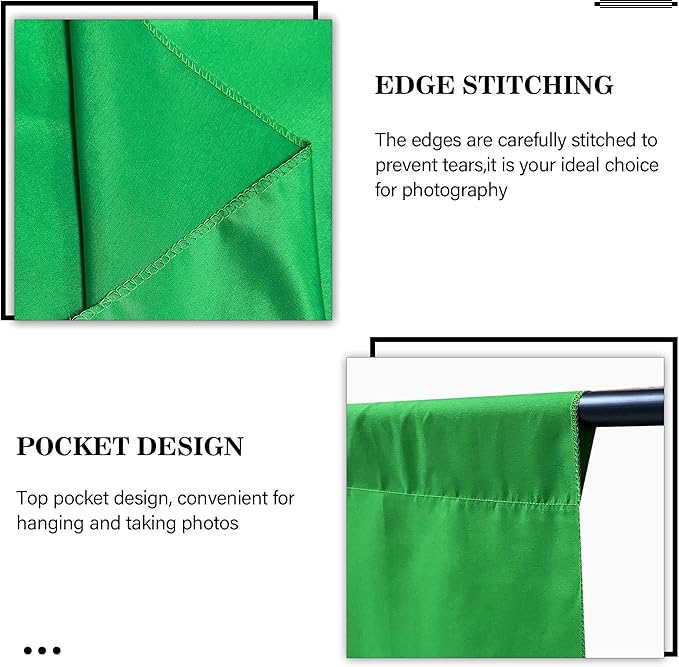 6 x 9 FT Green Screen Backdrop - Polyester Fabric for Video Streaming, Portrait Photoshoot, Wall Mounted, Parties and Small Events