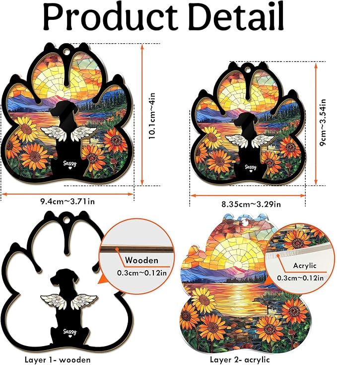 Personalized Dog Memorial Suncatcher – Custom Dog Suncatcher with Name, Breed & Multiple Background Options, Pet Loss Sympathy Gift, Memorial Keepsake for Dog Lovers