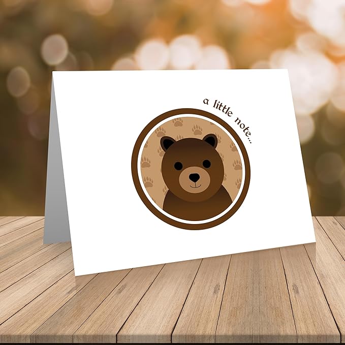 Quni Brand Forest Animals Note Card Set (24 Fold-over Cards and Envelopes)