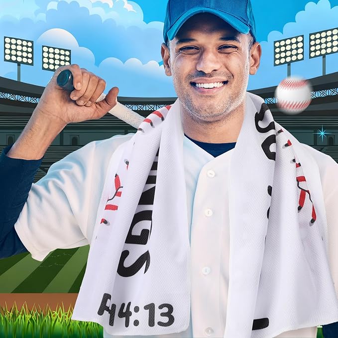 18 Pcs Baseball Cooling Towel Baseball Team Gifts Favors for Player Bible Verse I Can Do All Things Workout Sweat Rags for Neck and Face Sport Towel for Gym, Camping, Outdoor Sport Gear